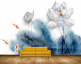 Avikalp MWZ1586 White Flowers Fishes 3D HD Wallpaper Avikalp MWZ1586 White Flowers Fishes 3D HD Wallpaper
