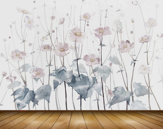Avikalp MWZ1602 Pink White Flowers Leaves 3D HD Wallpaper