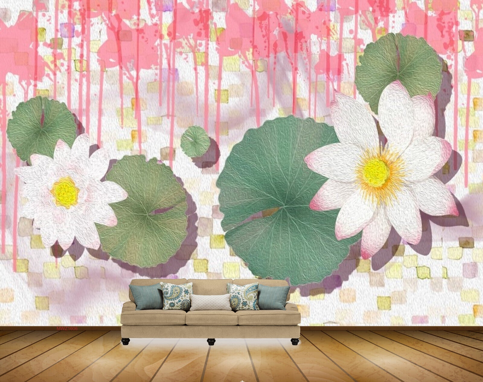 Avikalp MWZ1606 Pink White Flowers Leaves 3D HD Wallpaper Avikalp MWZ1606 Pink White Flowers Leaves 3D HD Wallpaper