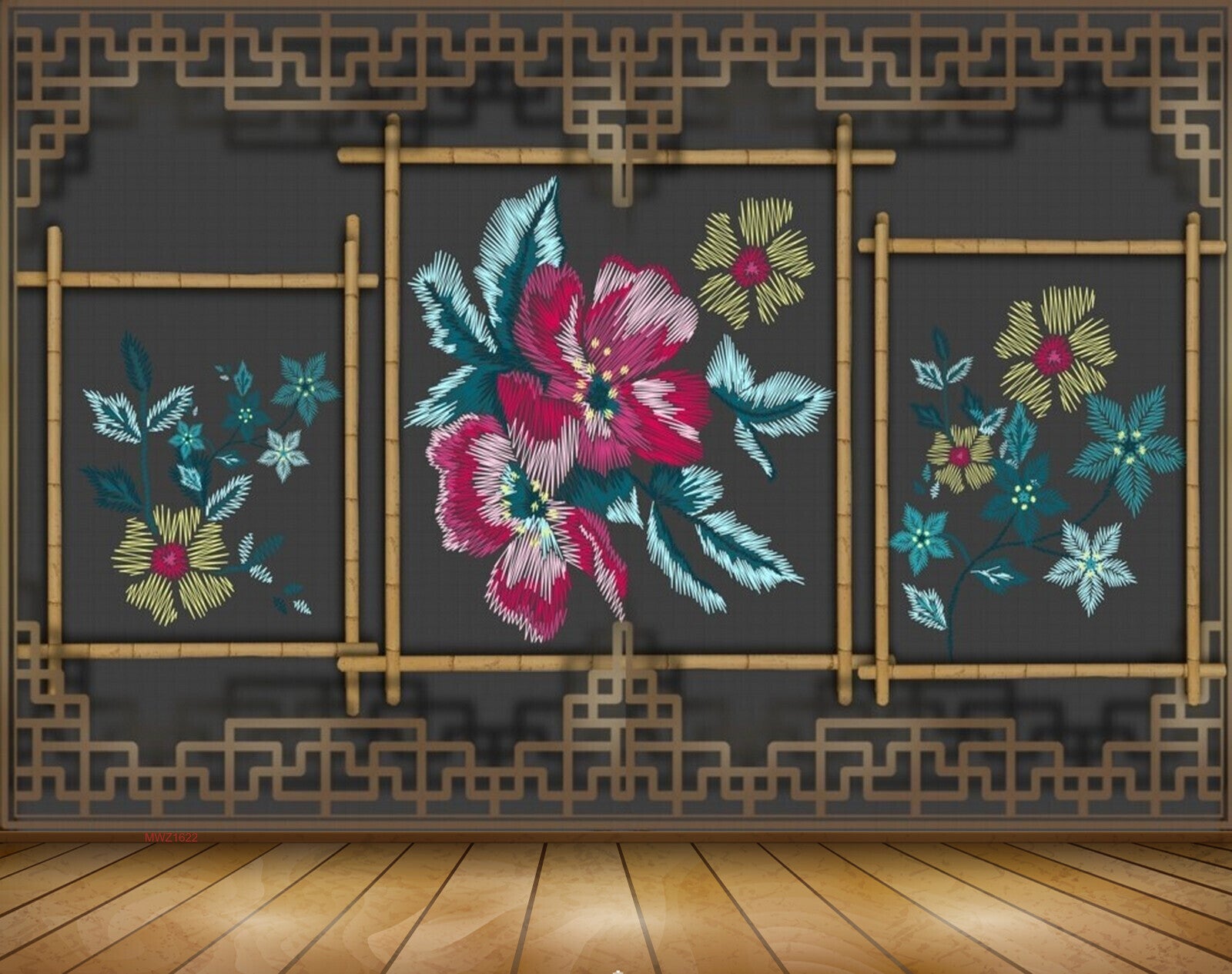 Avikalp MWZ1622 Pink Yellow Flowers Leaves 3D HD Wallpaper Avikalp MWZ1622 Pink Yellow Flowers Leaves 3D HD Wallpaper