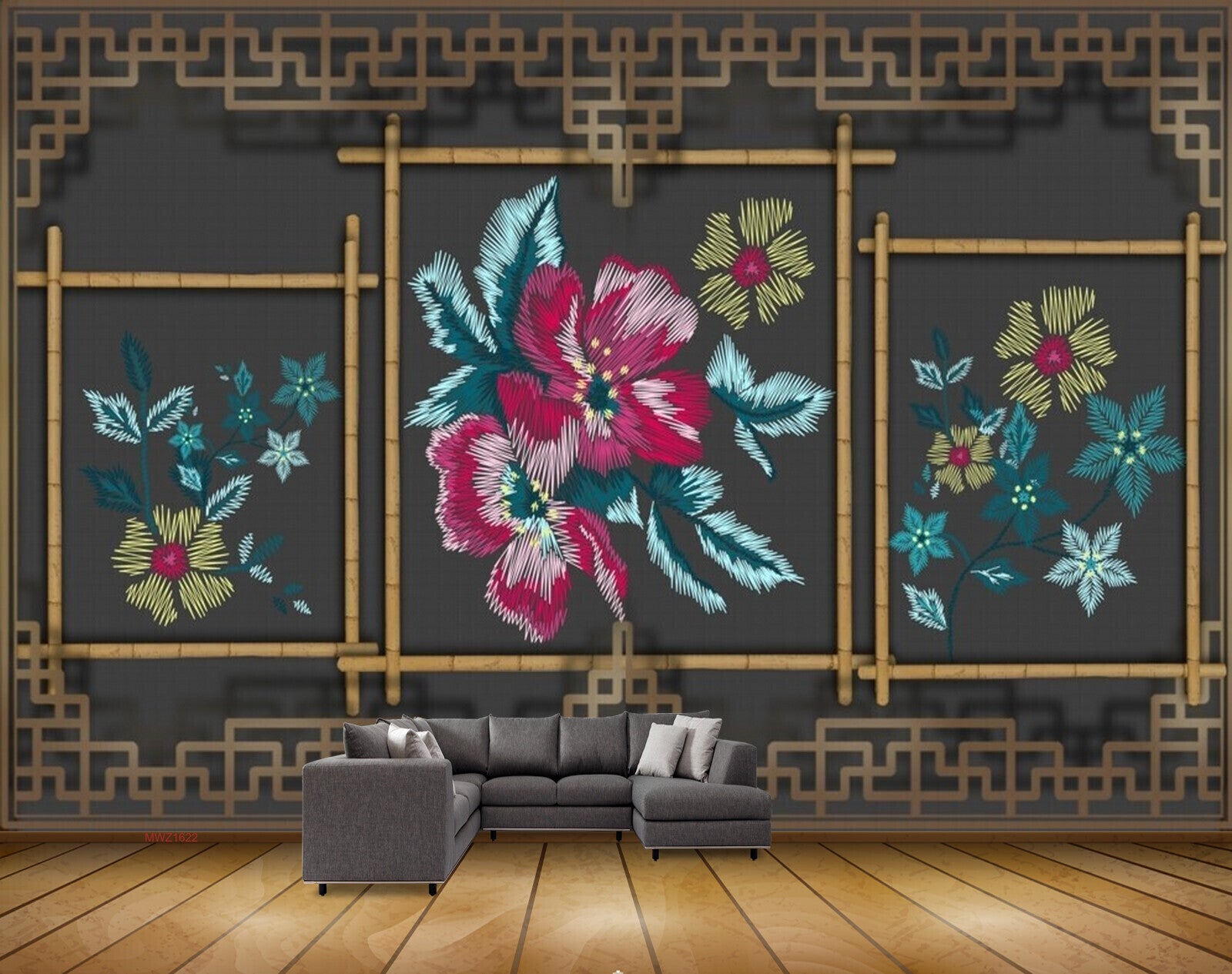 Avikalp MWZ1622 Pink Yellow Flowers Leaves 3D HD Wallpaper Avikalp MWZ1622 Pink Yellow Flowers Leaves 3D HD Wallpaper