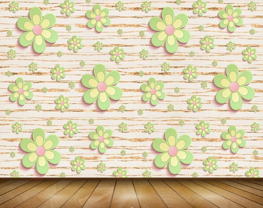Avikalp MWZ1628 Green Pink Flowers 3D HD Wallpaper