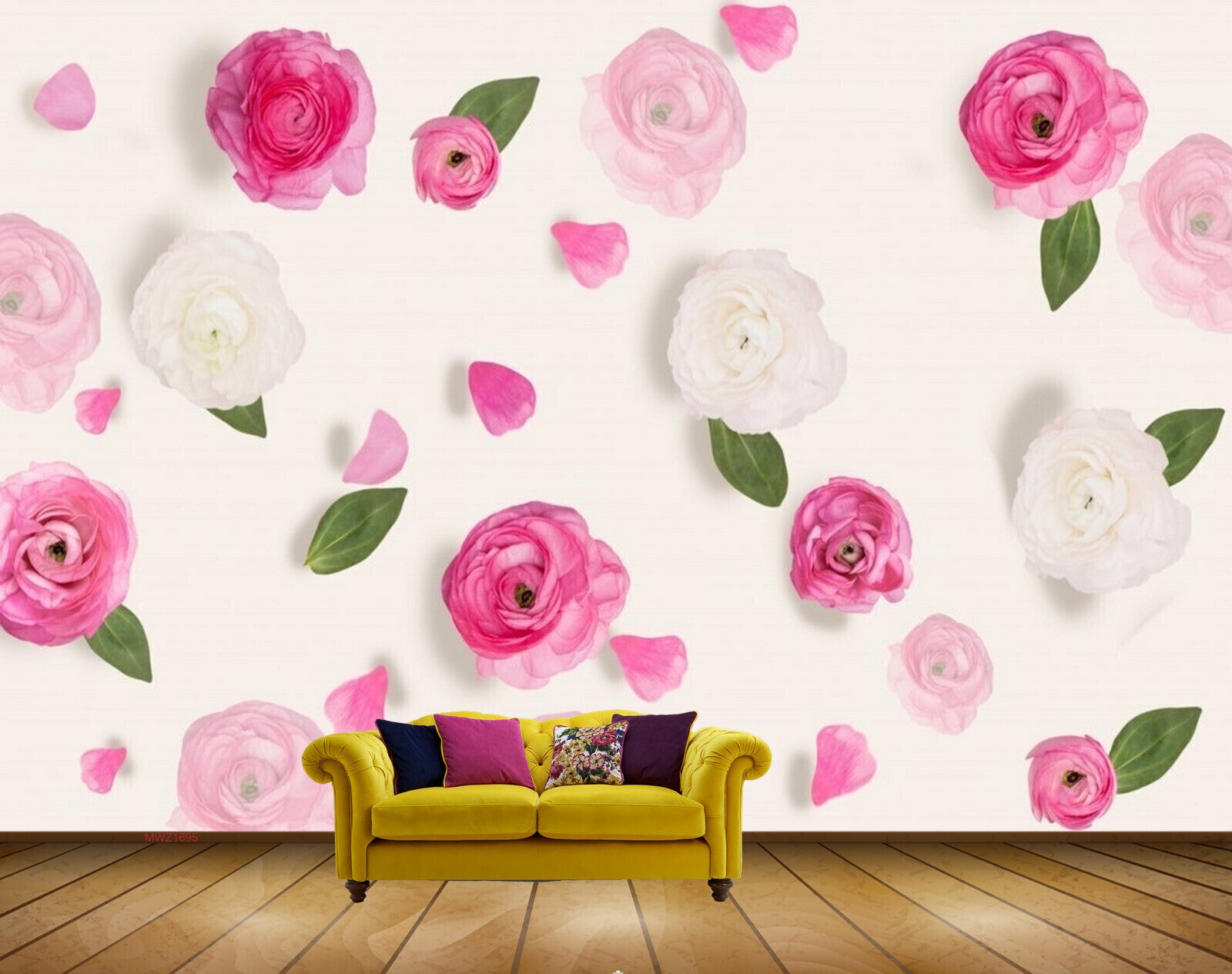 Avikalp MWZ1695 Pink White Flowers 3D HD Wallpaper Avikalp MWZ1695 Pink White Flowers 3D HD Wallpaper