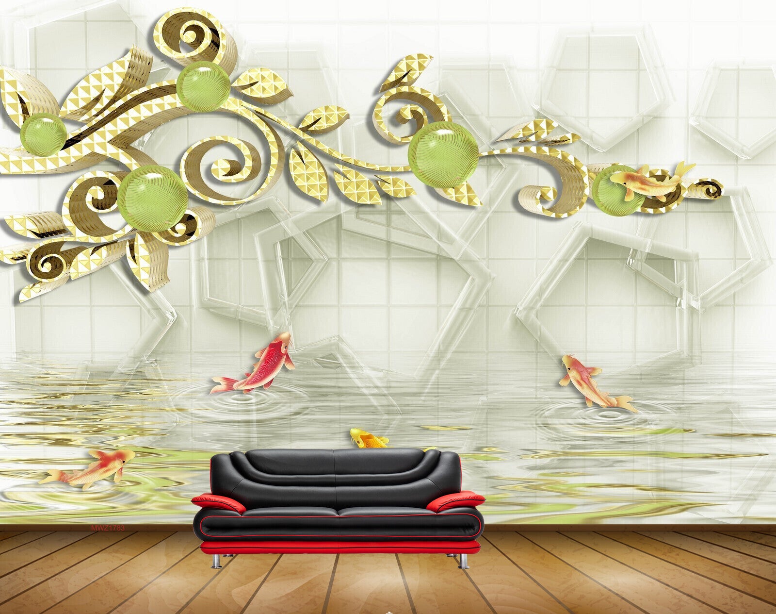 Avikalp MWZ1783 River Fishes Leaves 3D HD Wallpaper Avikalp MWZ1783 River Fishes Leaves 3D HD Wallpaper