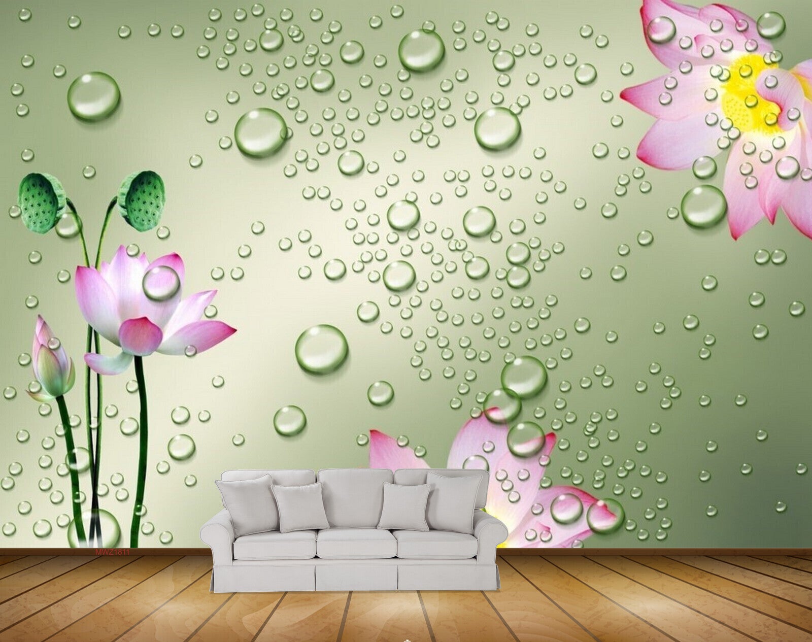 Avikalp MWZ1811 Pink Yellow Flowers Leaves 3D HD Wallpaper Avikalp MWZ1811 Pink Yellow Flowers Leaves 3D HD Wallpaper
