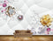 Avikalp MWZ1824 Golden Flowers Cranes HD Wallpaper