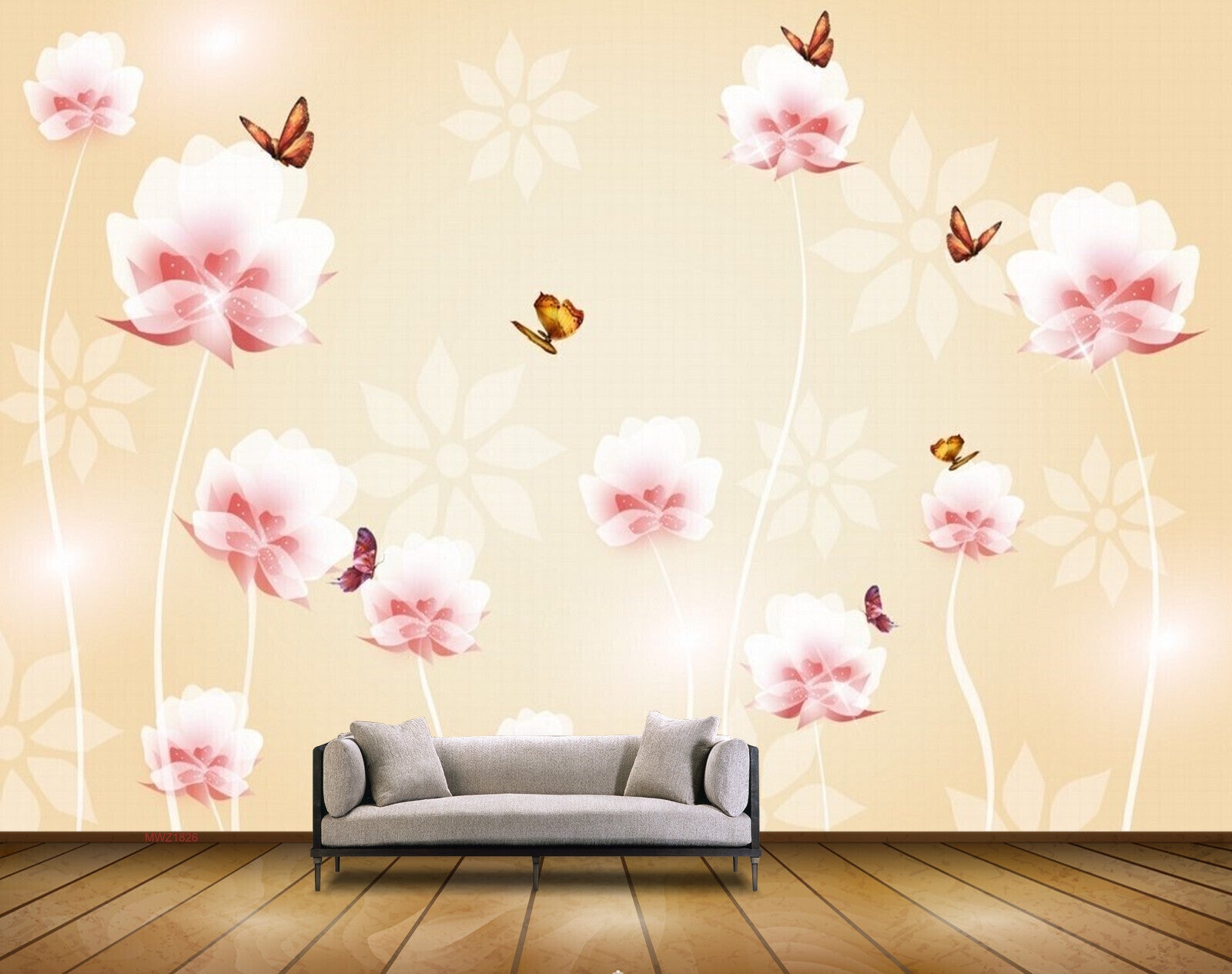 Avikalp MWZ1826 Pink White Flowers Butterflies 3D HD Wallpaper Avikalp MWZ1826 Pink White Flowers Butterflies 3D HD Wallpaper