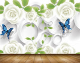 Avikalp MWZ1878 White Flowers Butterflies 3D HD Wallpaper Avikalp MWZ1878 White Flowers Butterflies 3D HD Wallpaper