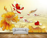 Avikalp MWZ1892 Red White Flowers Leaves Fishes 3D HD Wallpaper Avikalp MWZ1892 Red White Flowers Leaves Fishes 3D HD Wallpaper
