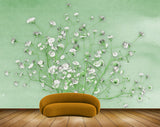 Avikalp MWZ1900 White Green Flowers 3D HD Wallpaper Avikalp MWZ1900 White Green Flowers 3D HD Wallpaper