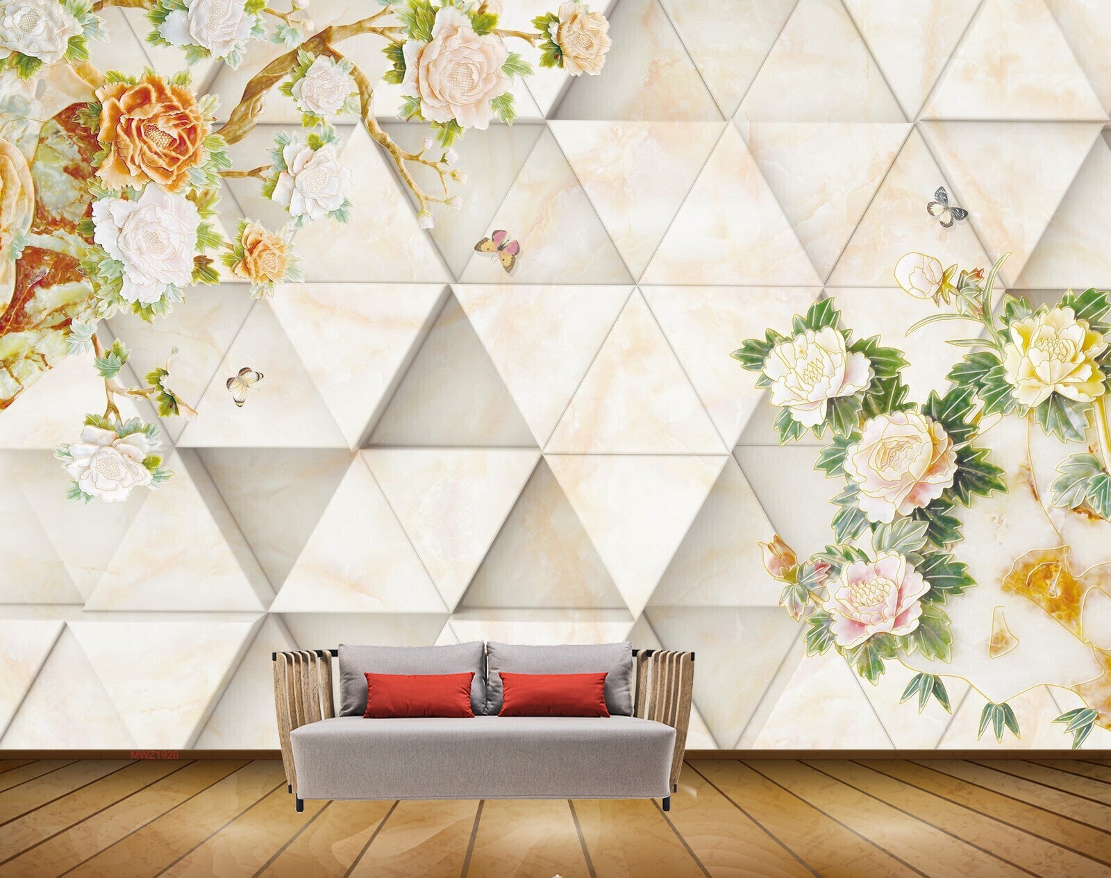 Avikalp MWZ1926 Orange White Flowers Butterflies 3D HD Wallpaper Avikalp MWZ1926 Orange White Flowers Butterflies 3D HD Wallpaper