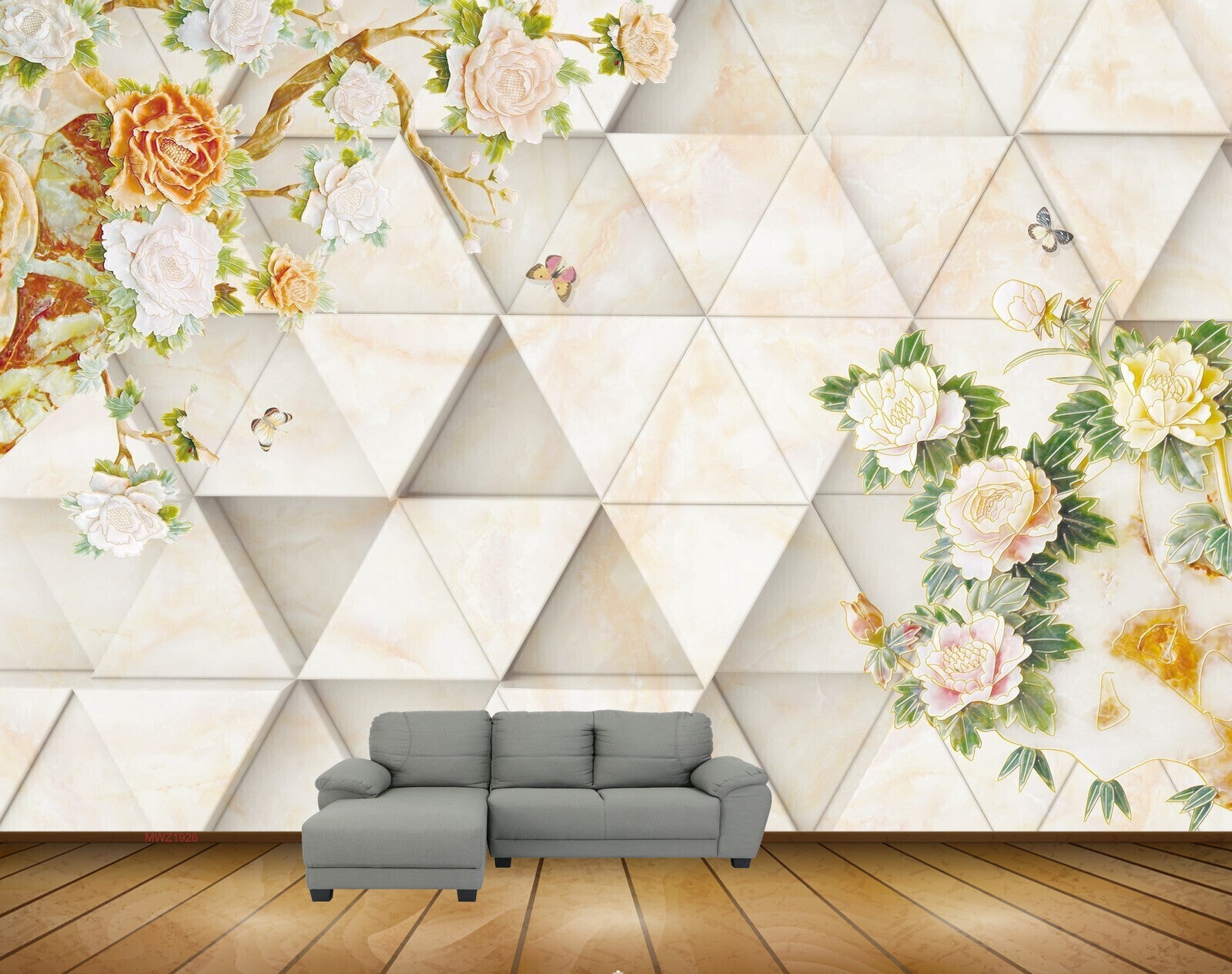Avikalp MWZ1926 Orange White Flowers Butterflies 3D HD Wallpaper Avikalp MWZ1926 Orange White Flowers Butterflies 3D HD Wallpaper