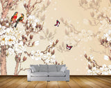 Avikalp MWZ1930 Peach White Flowers Butterflies Birds HD Wallpaper Avikalp MWZ1930 Peach White Flowers Butterflies Birds HD Wallpaper
