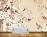 Avikalp MWZ1930 Peach White Flowers Butterflies Birds 3D HD Wallpaper Avikalp MWZ1930 Peach White Flowers Butterflies Birds 3D HD Wallpaper