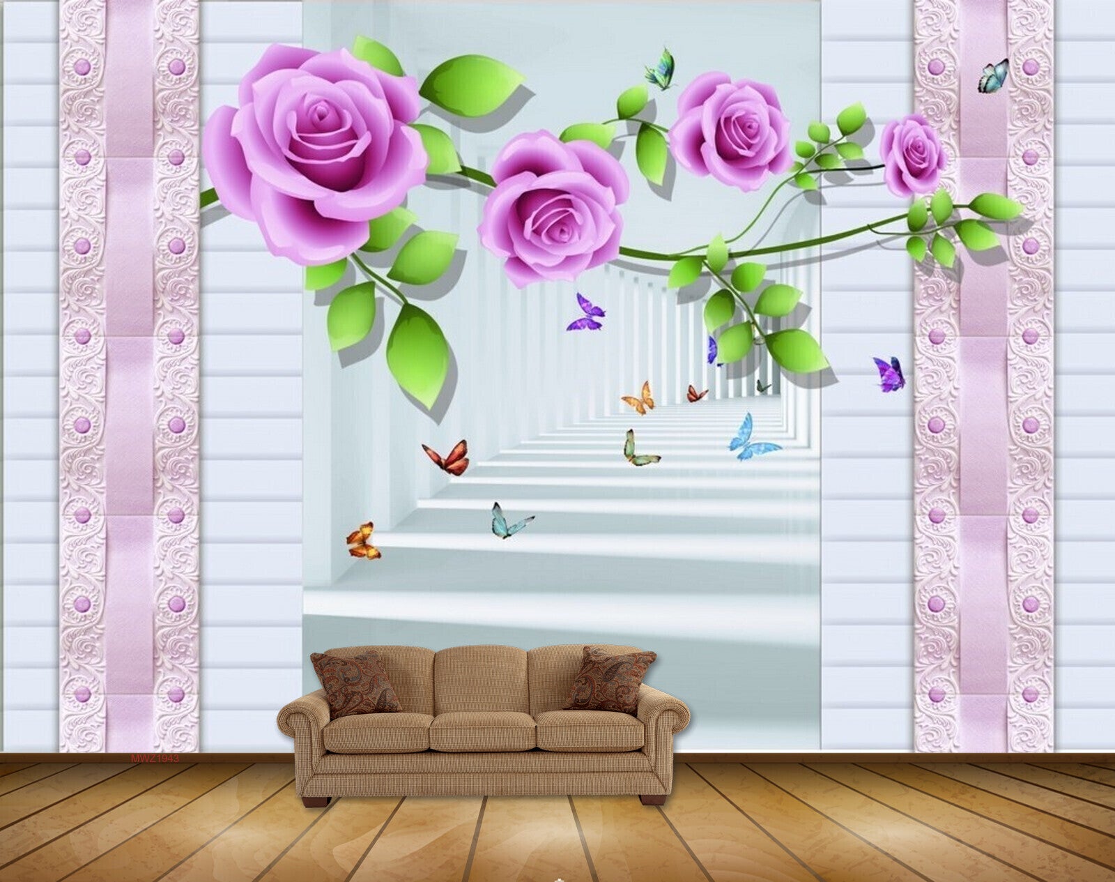Avikalp MWZ1943 Pink White Flowers Butterflies 3D HD Wallpaper Avikalp MWZ1943 Pink White Flowers Butterflies 3D HD Wallpaper