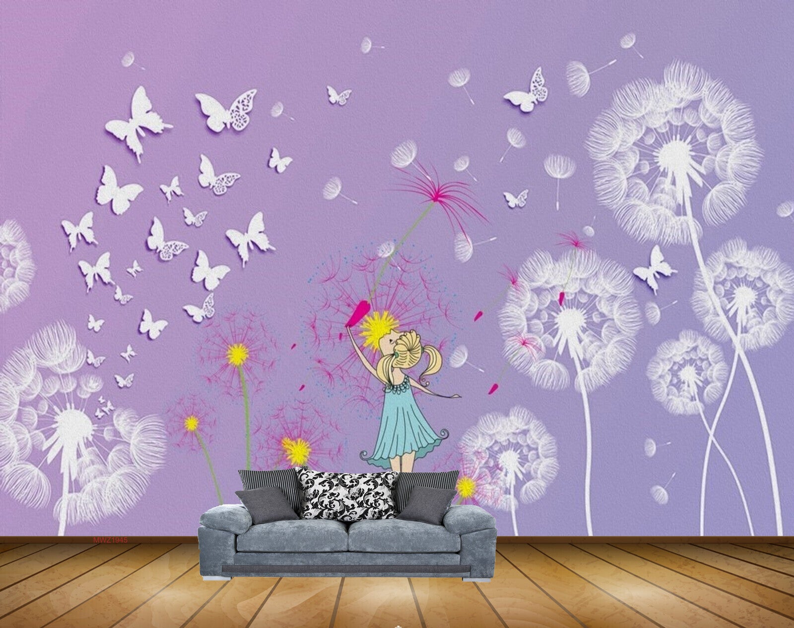 Avikalp MWZ1945 Purple White Flowers Doll Butterflies 3D HD Wallpaper Avikalp MWZ1945 Purple White Flowers Doll Butterflies 3D HD Wallpaper