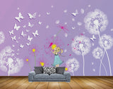 Avikalp MWZ1945 Purple White Flowers Doll Butterflies 3D HD Wallpaper Avikalp MWZ1945 Purple White Flowers Doll Butterflies 3D HD Wallpaper
