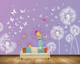 Avikalp MWZ1945 Purple White Flowers Doll Butterflies 3D HD Wallpaper Avikalp MWZ1945 Purple White Flowers Doll Butterflies 3D HD Wallpaper