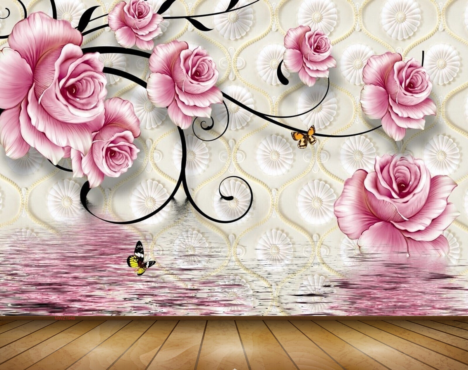 Avikalp MWZ1946 Pink Flowers Butterflies 3D HD Wallpaper Avikalp MWZ1946 Pink Flowers Butterflies 3D HD Wallpaper