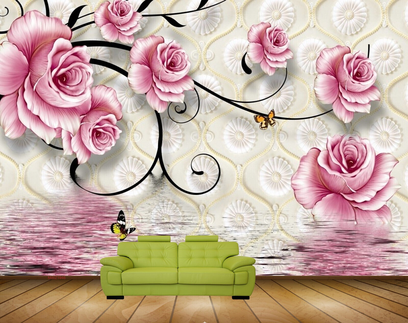 Avikalp MWZ1946 Pink Flowers Butterflies 3D HD Wallpaper Avikalp MWZ1946 Pink Flowers Butterflies 3D HD Wallpaper