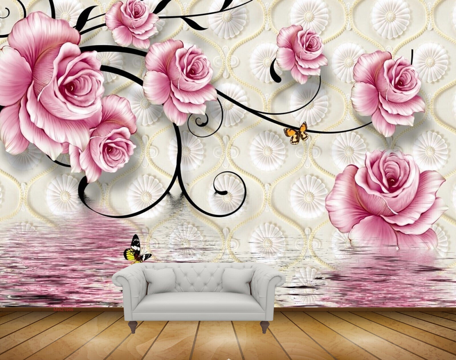 Avikalp MWZ1946 Pink Flowers Butterflies 3D HD Wallpaper Avikalp MWZ1946 Pink Flowers Butterflies 3D HD Wallpaper