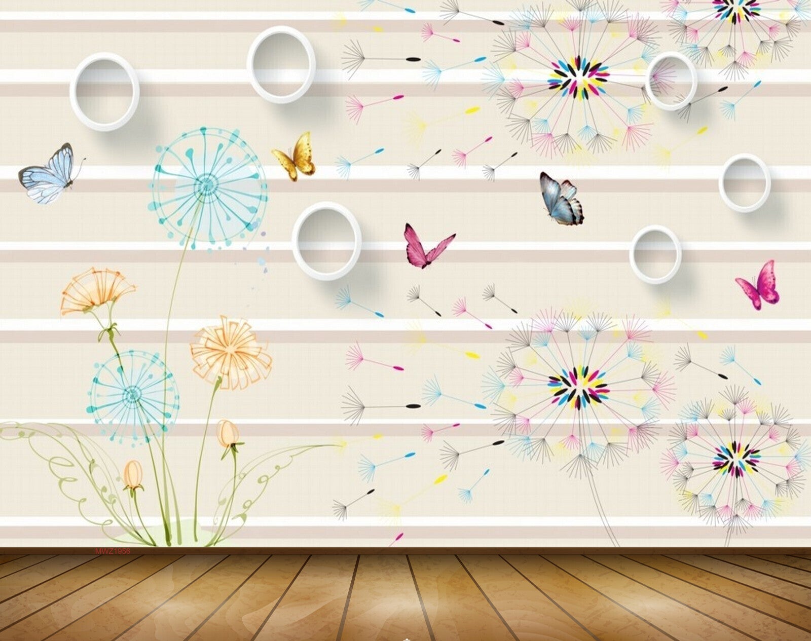 Avikalp MWZ1956 Blue Orange Flowers Butterflies 3D HD Wallpaper Avikalp MWZ1956 Blue Orange Flowers Butterflies 3D HD Wallpaper