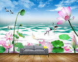 Avikalp MWZ1998 Pink White Flowers Burds Cranes 3D HD Wallpaper Avikalp MWZ1998 Pink White Flowers Burds Cranes 3D HD Wallpaper