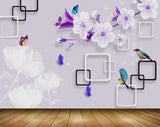 Avikalp MWZ2047 Purple White Flowers Butterflies Birds 3D HD Wallpaper Avikalp MWZ2047 Purple White Flowers Butterflies Birds 3D HD Wallpaper