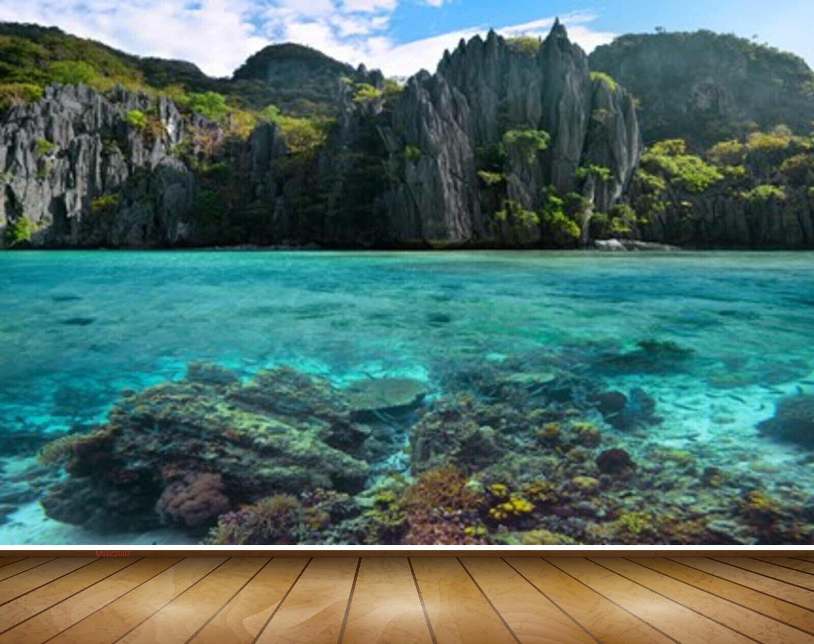 Avikalp MWZ2097 Sea Trees Fishes Mountains Island HD Wallpaper Avikalp MWZ2097 Sea Trees Fishes Mountains Island HD Wallpaper