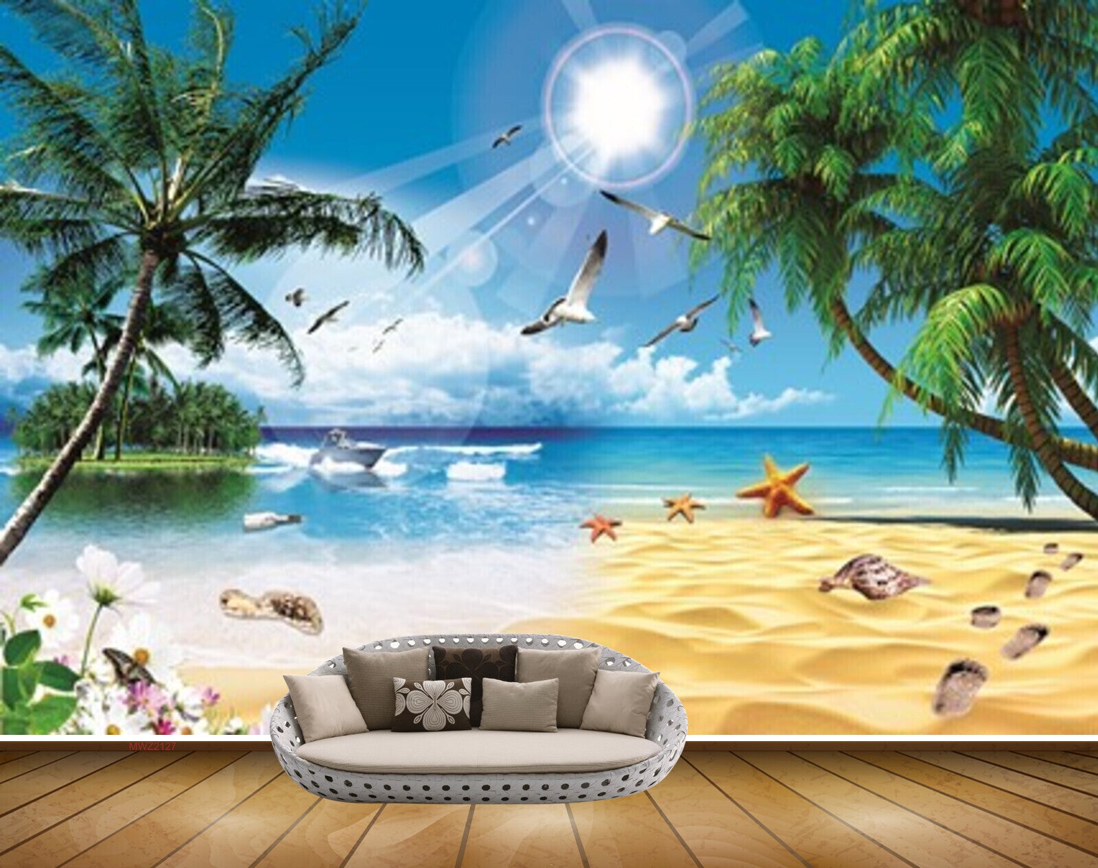 Avikalp MWZ2127 Sea Starfish Shells Trees Flowers Birds Sun Island Beach Water Ocean HD Wallpaper Avikalp MWZ2127 Sea Starfish Shells Trees Flowers Birds Sun Island Beach Water Ocean HD Wallpaper