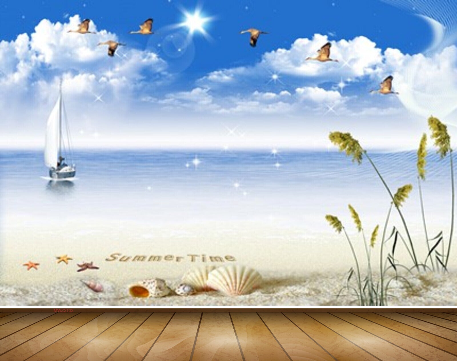 Avikalp MWZ2133 Sea Birds Starfishes Shells Plants Sun Beach Boat Water  HD Wallpaper Avikalp MWZ2133 Sea Birds Starfishes Shells Plants Sun Beach Boat Water  HD Wallpaper