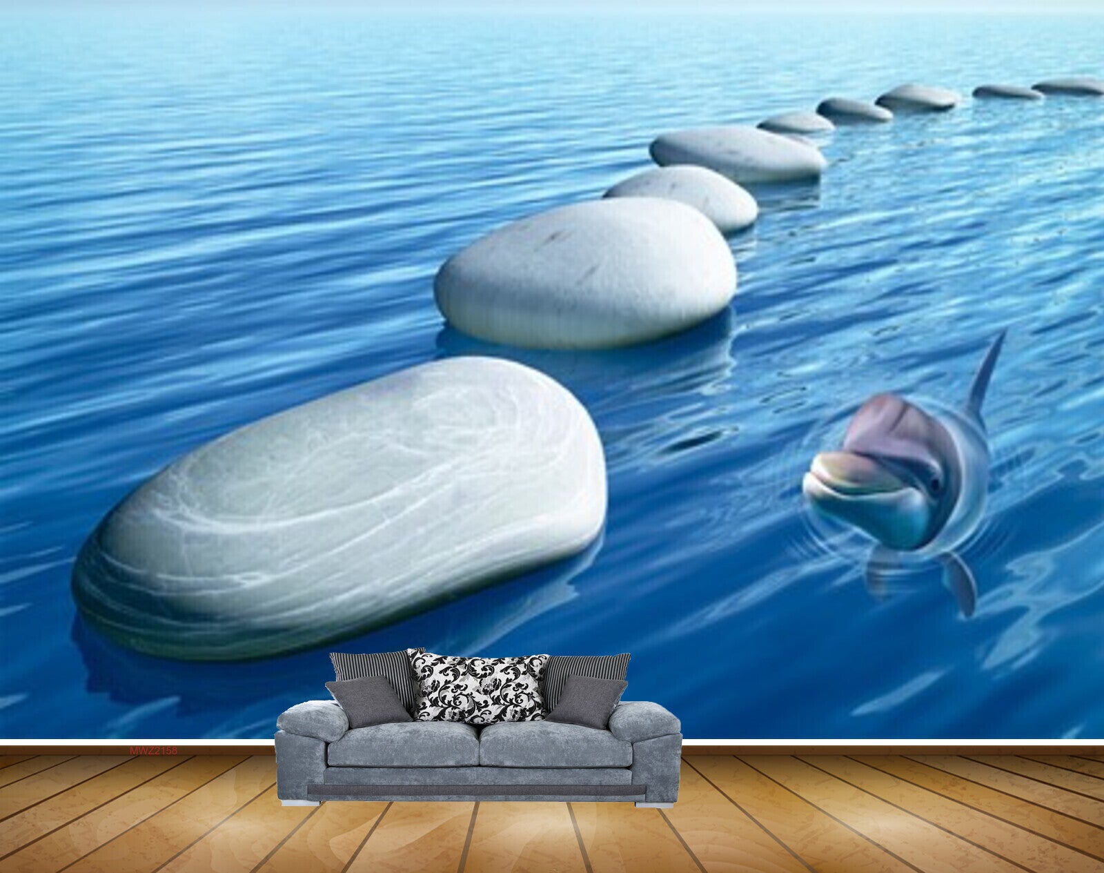 Avikalp MWZ2158 Sea Blue Dolphins Stones Water Ocean HD Wallpaper Avikalp MWZ2158 Sea Blue Dolphins Stones Water Ocean HD Wallpaper