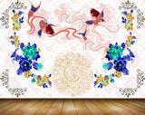 Avikalp MWZ2294 Red Fishes Blue Green Flowers HD Wallpaper Avikalp MWZ2294 Red Fishes Blue Green Flowers HD Wallpaper