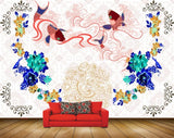 Avikalp MWZ2294 Red Fishes Blue Green Flowers HD Wallpaper Avikalp MWZ2294 Red Fishes Blue Green Flowers HD Wallpaper