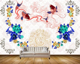 Avikalp MWZ2294 Red Fishes Blue Green Flowers HD Wallpaper Avikalp MWZ2294 Red Fishes Blue Green Flowers HD Wallpaper