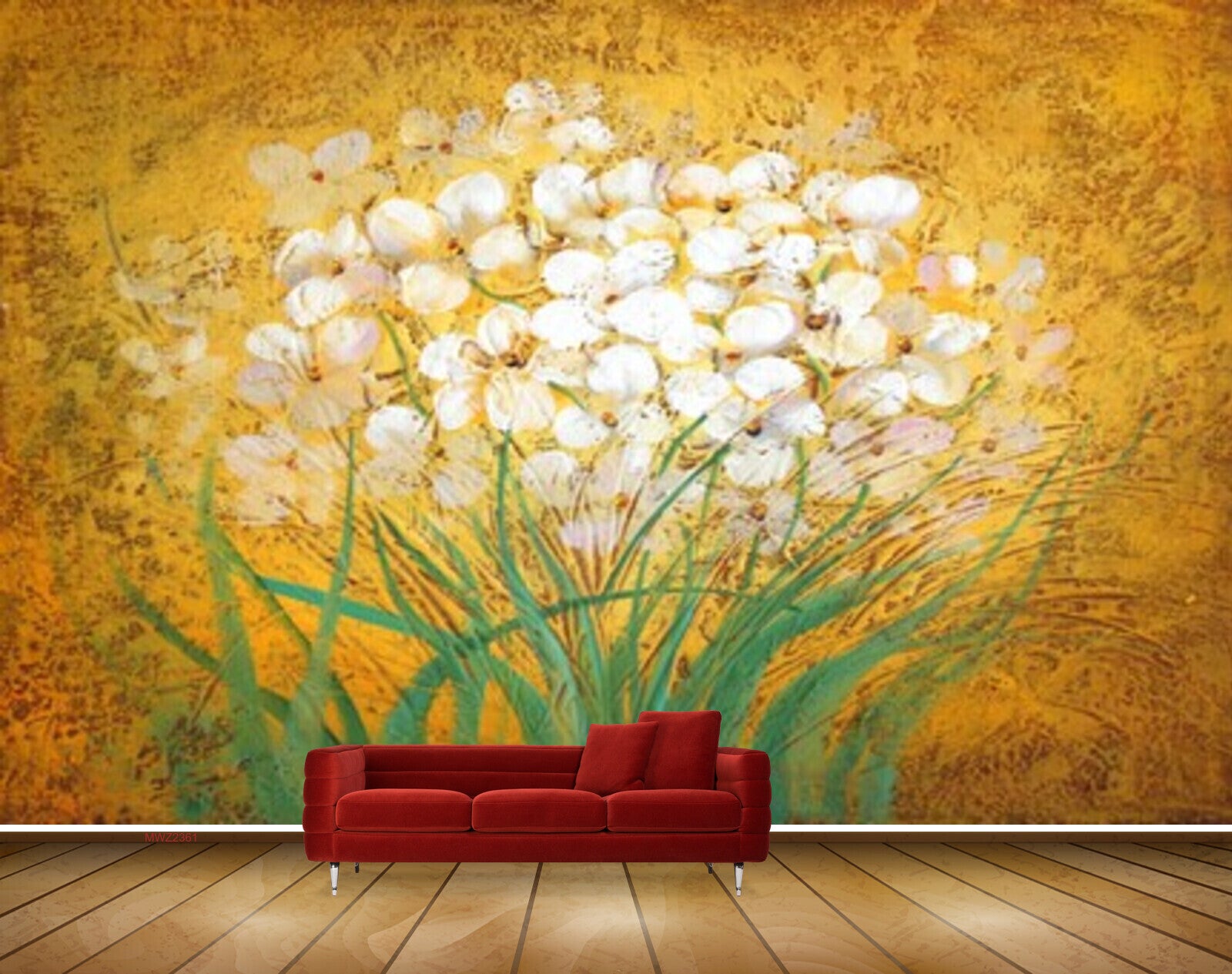 Avikalp MWZ2361 White Orange Flowers Leaves Painting HD Wallpaper Avikalp MWZ2361 White Orange Flowers Leaves Painting HD Wallpaper