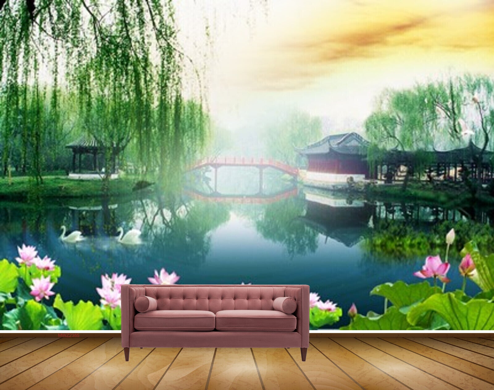 Avikalp MWZ2385 Trees Lotus Flowers House Bridge Pond River Lake Water Leaves Duck HD Wallpaper Avikalp MWZ2385 Trees Lotus Flowers House Bridge Pond River Lake Water Leaves Duck HD Wallpaper