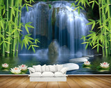 Avikalp MWZ2401 Waterfalls Bamboo Trees Pink White Flowers Stones Pond HD Wallpaper Avikalp MWZ2401 Waterfalls Bamboo Trees Pink White Flowers Stones Pond HD Wallpaper