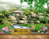 Avikalp MWZ2421 Mountains Stones Pond River Lake Water Deer Flowers Bamboo Trees Hut Cranes Grass HD Wallpaper Avikalp MWZ2421 Mountains Stones Pond River Lake Water Deer Flowers Bamboo Trees Hut Cranes Grass HD Wallpaper