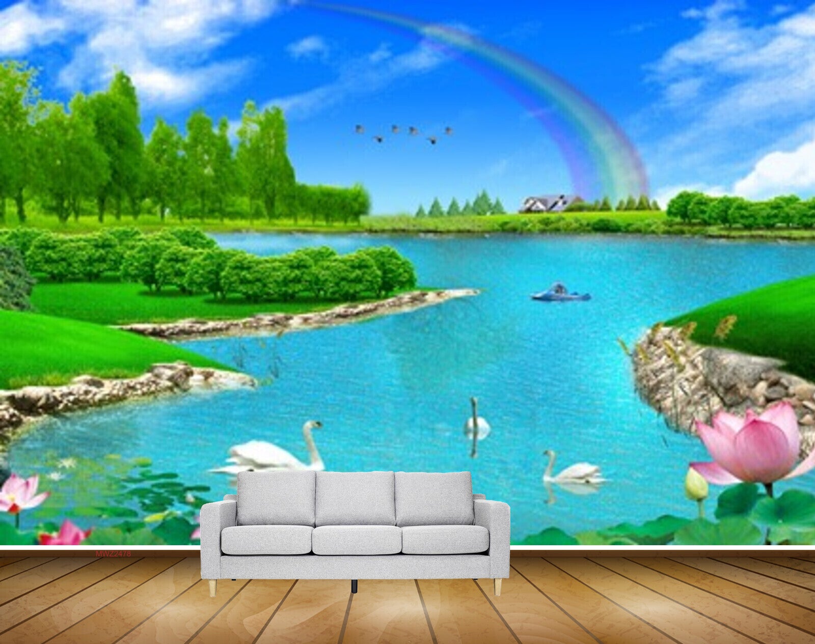 Avikalp MWZ2478 Rainbow Birds Trees Lotus Cranes Duck River Grass Clouds Boat Water Pond River Lake Water HD Wallpaper Avikalp MWZ2478 Rainbow Birds Trees Lotus Cranes Duck River Grass Clouds Boat Water Pond River Lake Water HD Wallpaper