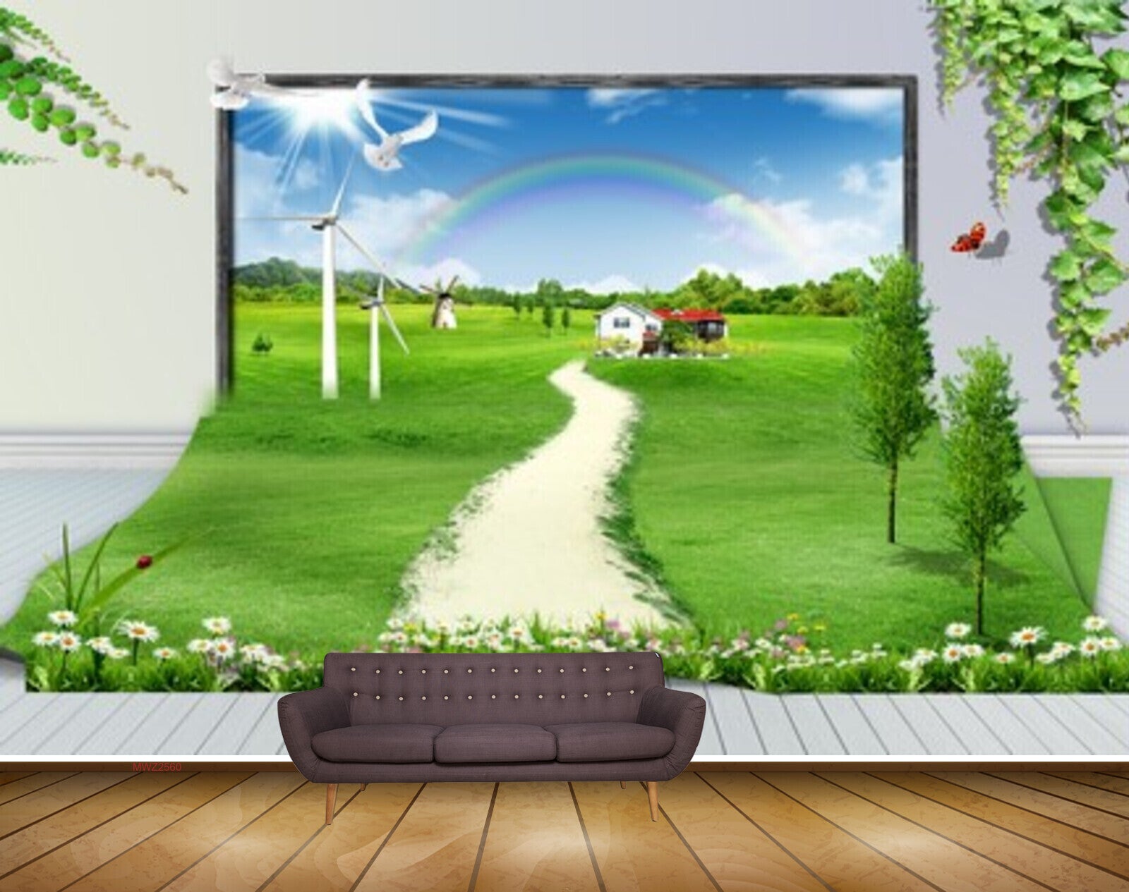 Avikalp MWZ2560 Rainbow Trees Birds Houses Sun Grass Garden Plants Wooden HD Wallpaper Avikalp MWZ2560 Rainbow Trees Birds Houses Sun Grass Garden Plants Wooden HD Wallpaper