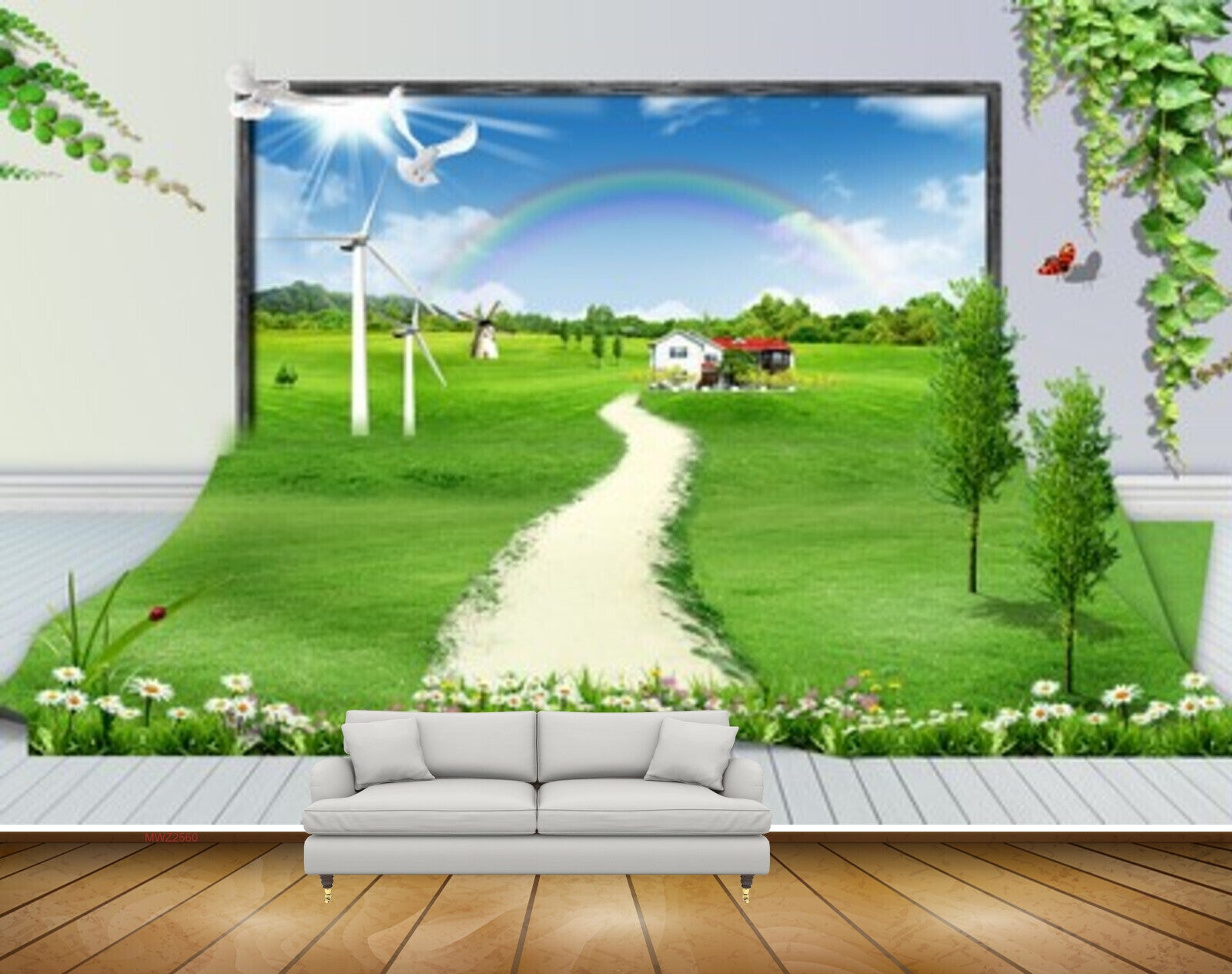 Avikalp MWZ2560 Rainbow Trees Birds Houses Sun Grass Garden Plants Wooden HD Wallpaper Avikalp MWZ2560 Rainbow Trees Birds Houses Sun Grass Garden Plants Wooden HD Wallpaper
