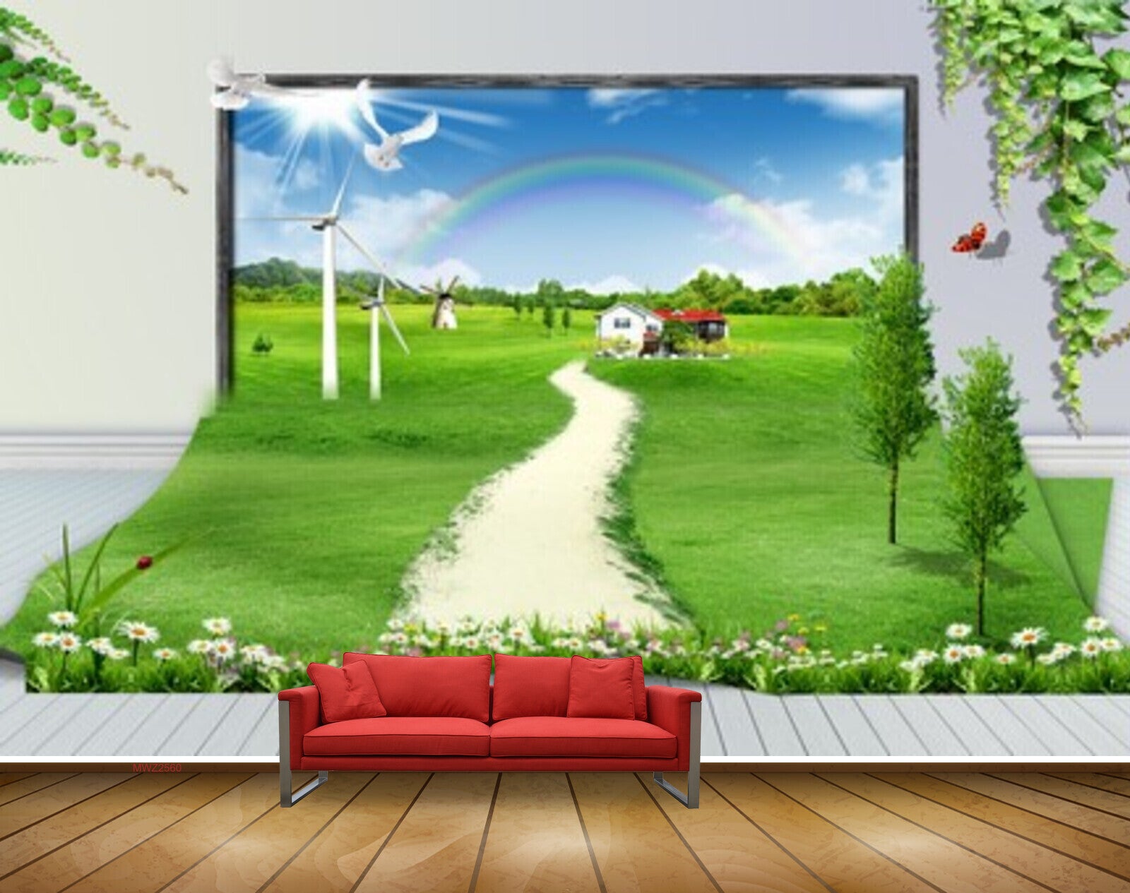 Avikalp MWZ2560 Rainbow Trees Birds Houses Sun Grass Garden Plants Wooden HD Wallpaper Avikalp MWZ2560 Rainbow Trees Birds Houses Sun Grass Garden Plants Wooden HD Wallpaper