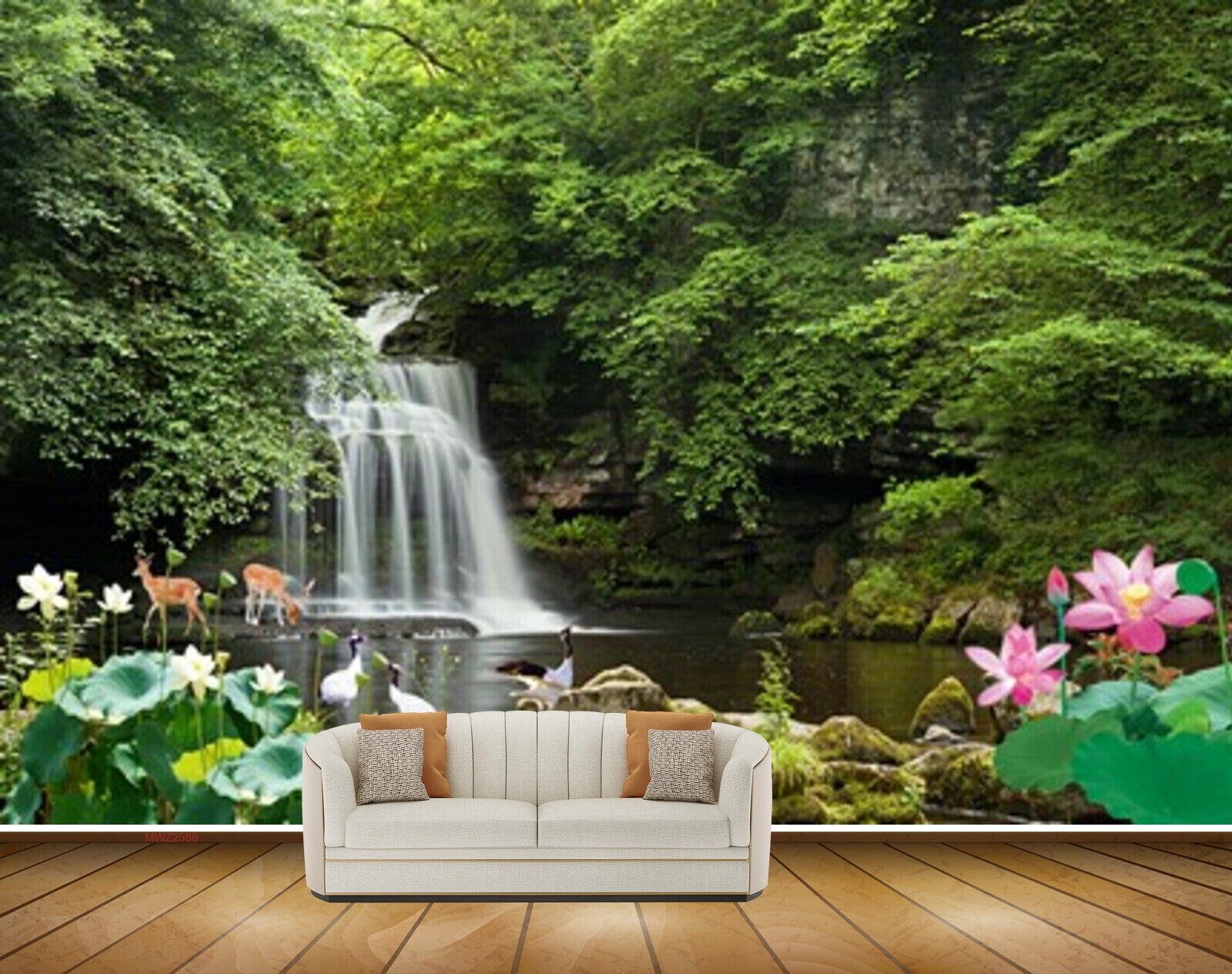 Avikalp MWZ2588 Mountains Waterfalls Trees Lotus Flowers Deers Plants Pond River HD Wallpaper Avikalp MWZ2588 Mountains Waterfalls Trees Lotus Flowers Deers Plants Pond River HD Wallpaper