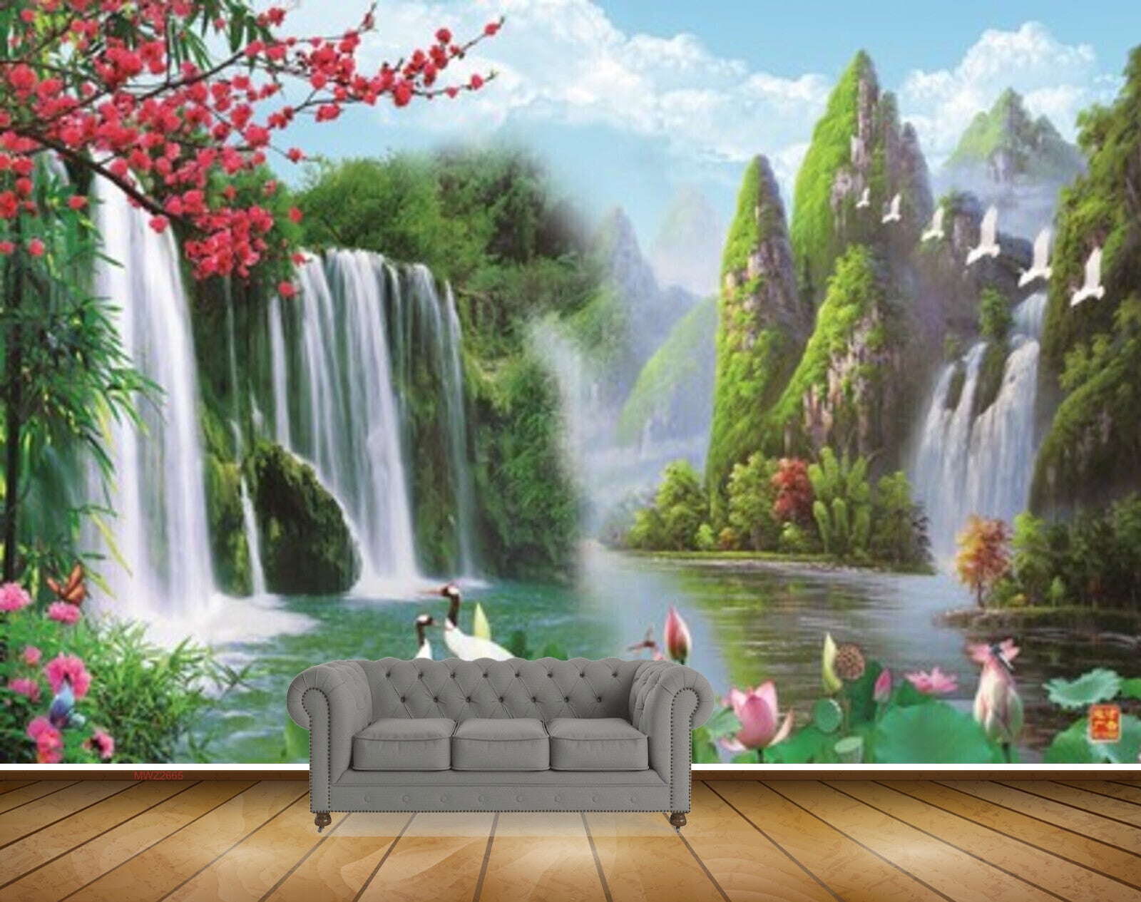 Avikalp MWZ2665 Waterfalls Trees Pink Flowers Cranes Plants Mountains Birds River Lake Water HD Wallpaper Avikalp MWZ2665 Waterfalls Trees Pink Flowers Cranes Plants Mountains Birds River Lake Water HD Wallpaper
