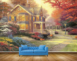 Avikalp MWZ2772 House Grass Trees Red Leaves Flowers Road Cat Painting HD Wallpaper Avikalp MWZ2772 House Grass Trees Red Leaves Flowers Road Cat Painting HD Wallpaper