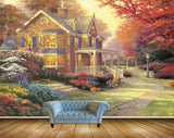 Avikalp MWZ2772 House Grass Trees Red Leaves Flowers Road Cat Painting HD Wallpaper Avikalp MWZ2772 House Grass Trees Red Leaves Flowers Road Cat Painting HD Wallpaper