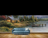Avikalp MWZ2812 Clouds Trees House Lake Water Mountains Wooden Boat Grass Plants Painting HD Wallpaper Avikalp MWZ2812 Clouds Trees House Lake Water Mountains Wooden Boat Grass Plants Painting HD Wallpaper