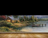 Avikalp MWZ2812 Clouds Trees House Lake Water Mountains Wooden Boat Grass Plants Painting HD Wallpaper Avikalp MWZ2812 Clouds Trees House Lake Water Mountains Wooden Boat Grass Plants Painting HD Wallpaper