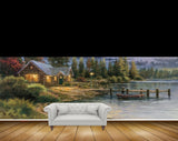 Avikalp MWZ2812 Clouds Trees House Lake Water Mountains Wooden Boat Grass Plants Painting HD Wallpaper Avikalp MWZ2812 Clouds Trees House Lake Water Mountains Wooden Boat Grass Plants Painting HD Wallpaper